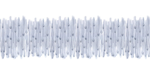 Seamless border, horizontal endless pattern, ornament, banner, template. Hand drawn watercolor illustration. Gray-blue abstract background spot, rain falling outside the window. Autumn cozy mood