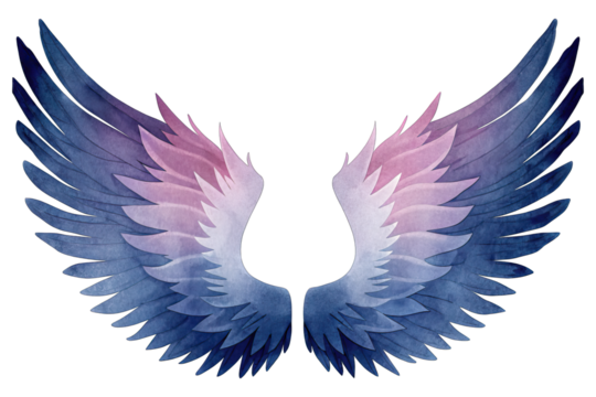 Beautiful watercolor texture of angel wings concept. Beautiful watercolor wings symbolizing freedom and spirituality.
