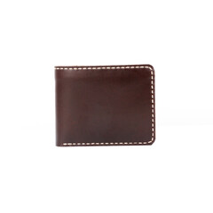 Blank brown leather wallet isolated on white background, perfect for leather product catalog design