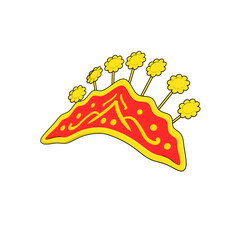 3dillustration of traditional Indonesian golden crown with wide red base and symmetrical floral decoration, worn for dance and ritualsepresenting Indonesian cultural children’s character illustration