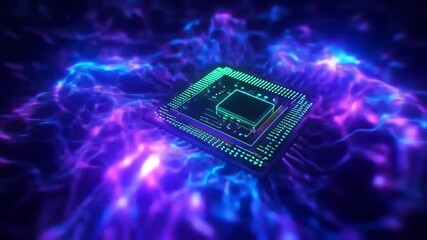 Neon-lit Circuit Board in Abstract Glow - Powered by Adobe