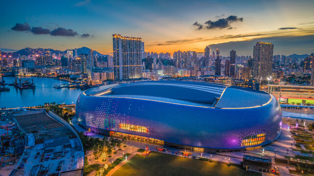 Kai Tak Stadium construction site in Hong Kong Aug 27 2025