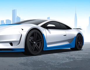 Modern sports car in city