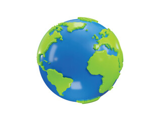 Earth globe icon 3d render concept of Real Earth globe map on green planet, green world, globe world map, blue ocean water globe icon vector illustration