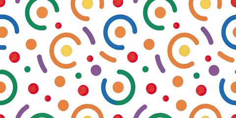 Fun colorful circle doodle seamless pattern minimalist style concept. Colorful geometric pattern design ideal for modern backgrounds.