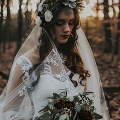 A bride with wedding suit 