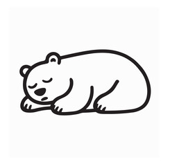 Sleeping Bear Minimal Line Art Logo Vector on white background