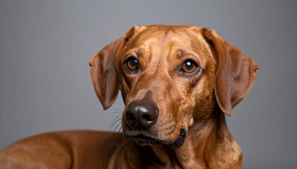 Close-up of a beautiful and cute brown furry dog