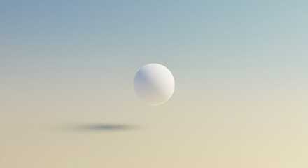Aesthetic minimalistic composition with a white sphere floating in gentle gradient