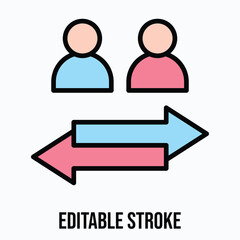 People Exchange Communication Isolated Vector Lineal Color Style Icon, Editable Stroke