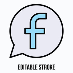 Fototapeta premium Facebook Logo Isolated Vector Lineal Color Style Icon, Editable Stroke
