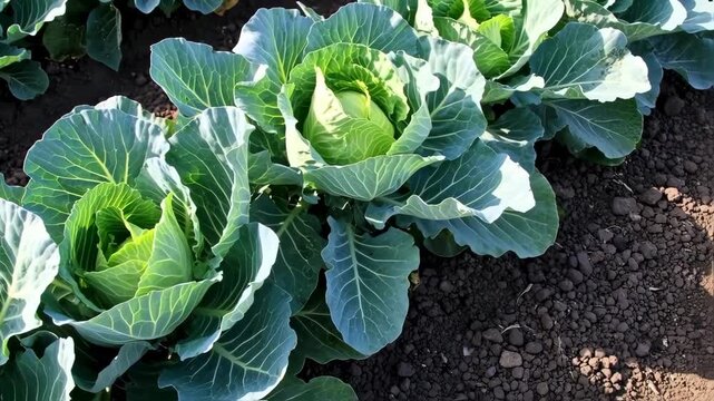 Close-up of cabbage plants growing in a field
