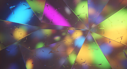 Prismatic light dispersion through glass blocks on a white surface.