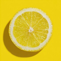 Cross-section of a lemon on yellow backdrop (1)