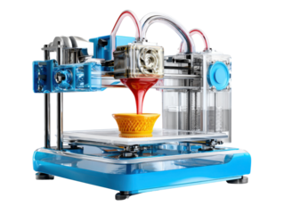 3D Printer in Action: A 3D printer precisely crafts a miniature object with a vibrant, artistic aesthetic, showcasing the marvels of technology, innovation, and digital fabrication.
