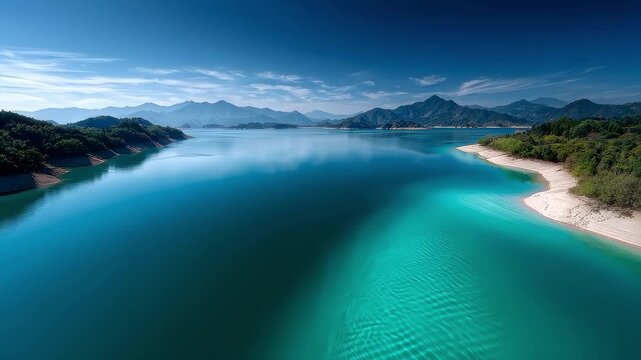 Serene Lake Reflects Mountains in Picturesque Beauty