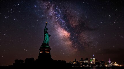 Statue of Liberty & Milky Way: Night Sky NYC