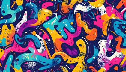 Vibrant Abstract Colorful Pattern with Fluid Shapes and Textures