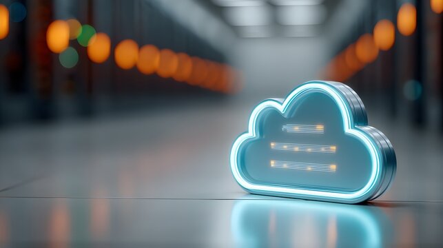 Blue Neon Floor Has Glowing Horizontal Data Lines Dots Inside Symbolizing Computing Storage Background Template Branding Social Media Poster Banner Marketing Ecommerce Web Print Copy Spa SEO Optimized