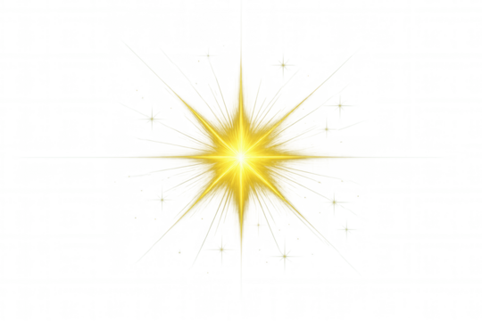 Luminous golden star burst radiating glittering sparkles, highlighting festive holiday and celebratory design elements