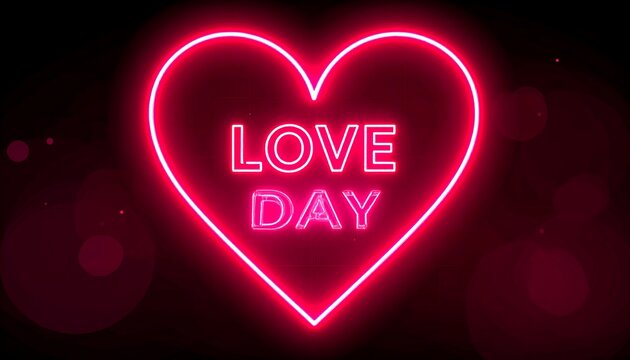 Neon heart graphic with "LOVE DAY" text