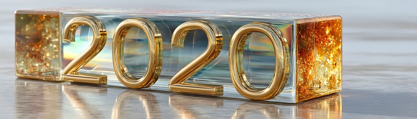 Fototapeta premium Cyan Blue Gold Golden Edges High Quality Visualization 2026 Digits Created Futuristic Hybrid Combining Glossy Polished Marketing Ecommerce Web Print Copy Space Template Branding Social M SEO Optimized