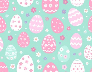 Pastel Easter eggs and flowers