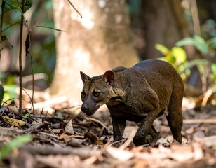 Fototapeta premium Wild cat in forest floor