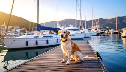 Dog at Marina Dock Sunset