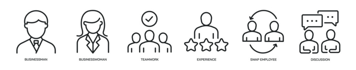 Employee thin line icon set. Web minimal editable stroke icons