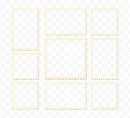 Collection of rectangle frames with wavy edges. Containing empty text boxes, tags, labels, Picture or photo frames, vector illustration