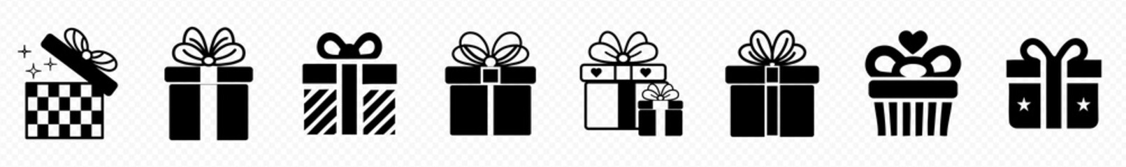 Gift box icon in line style isolated on white. vector illustration