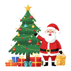 santa claus and christmas tree