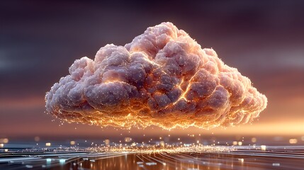 Blue Gradient Purple Golden Orange Neon Deep Particles Scattered Fluffy Digital Cloud Illuminated Soft Sunrise Light Floating Glowing Poster Banner Marketing Ecommerce Web Print Copy Spa SEO Optimized