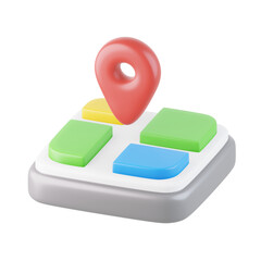 Map 3D Icon, 3D rendering