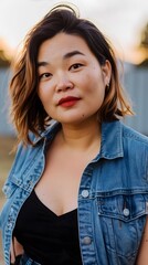 The Golden Gate Bridge emerging from mystical fog with woman portrait image   