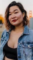 The Golden Gate Bridge emerging from mystical fog with woman portrait image   