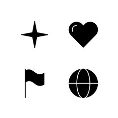 Star Heart Flag and Globe Icon Set for Web and Mobile UI Tools