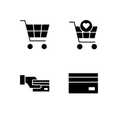 Shopping Cart Wishlist Payment and Credit Card Icon Set for Online Store Dashboard