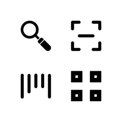 Search Scan Barcode and QR Code Icon Set for Mobile Application