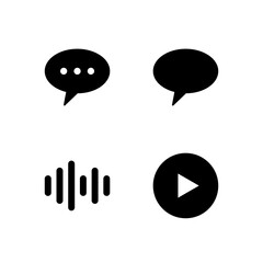 Chat Comment Voice and Media Player Icon Set for Mobile Application