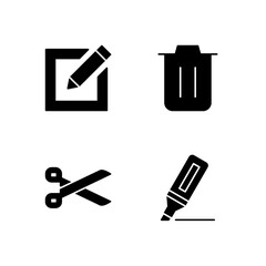 Edit Delete Cut and Highlight Icon Set for Mobile Application
