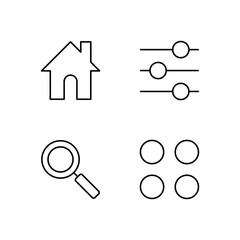 Home Settings Search and Menu Icon Set for Modern UI System