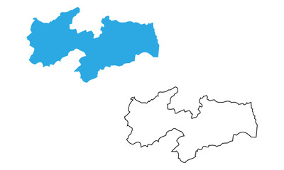 A simple map of the state of paraiba, Brazil. Map with detailed outline and blue silhouette