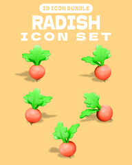 3D Bundle Radish Vegetable Icon