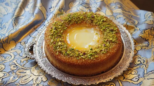 turkish kunefe dessert on traditional plate.ai 