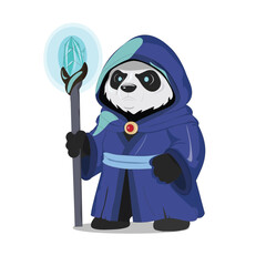 Cute Cartoon Panda Wizard With Blue Wand © Iman Abdul
