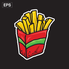 Cartoon French Fries in a Red Box