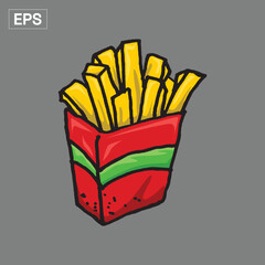 Cartoon French Fries in a Red Box