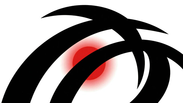 Red Moon Dynamic abstract black curves converge on a vibrant glowing red circle, creating a modern, energetic, and visually striking composition ideal for impactful design.